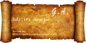 Gálfi Avarka névjegykártya